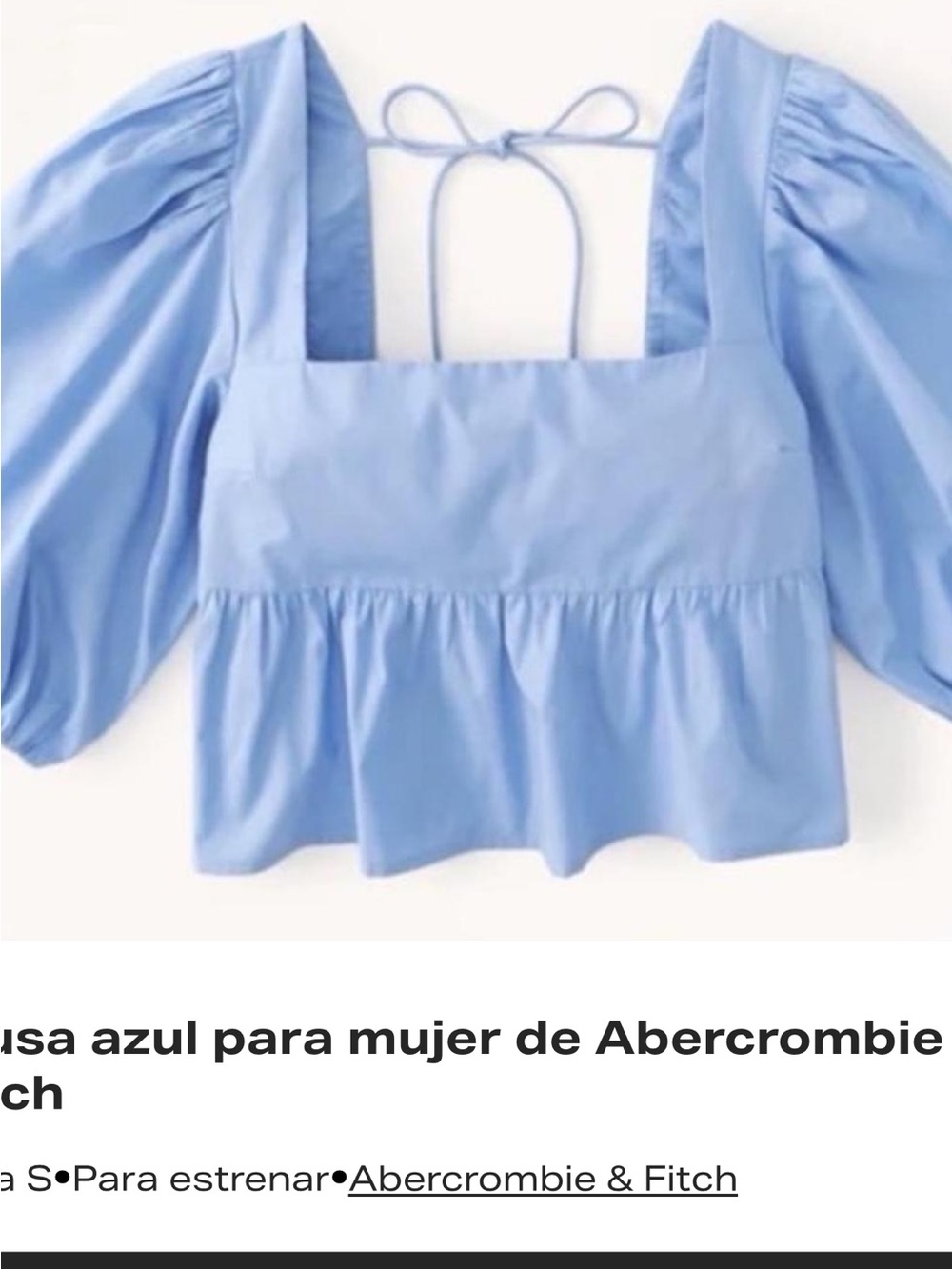 Abercrombie & Fitch Light Blue Square-Neck Puff Sleeve Top